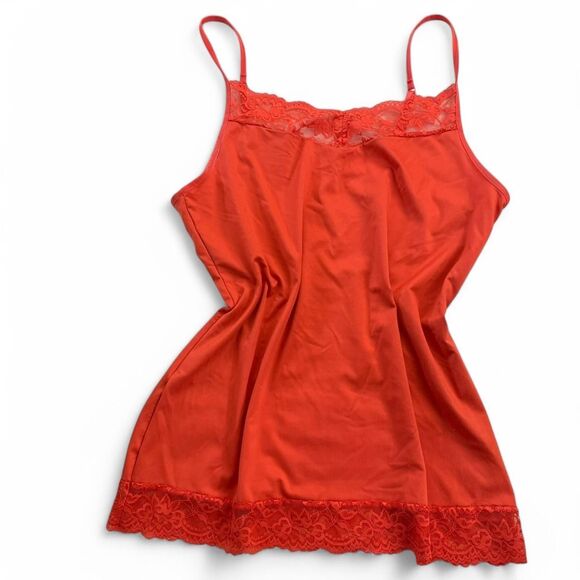 Y2K orange lace cami top with adjustable straps - size L ( - Picture 3 of 8